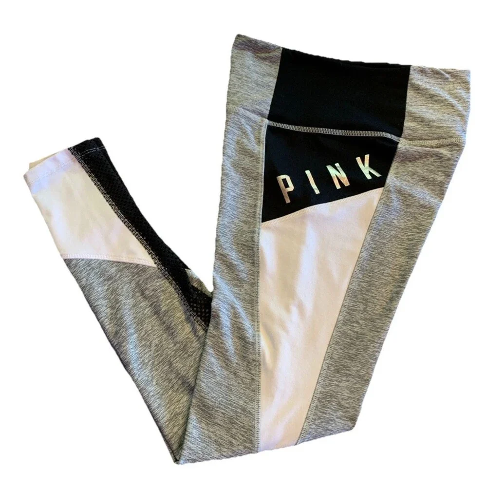 Pink Victoria's Secret Ultimate High Waist Yoga Leggings Spell Out Shiny Small/P